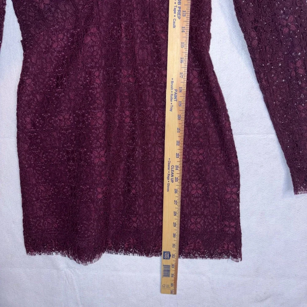 Free People Honey Honey mini dress Burgundy Lace‎ V-Neck Open Back Long Sleeve